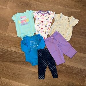 Baby Girl Lot Bundle Bodysuits and Pants Size 6-9 Months
